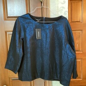 Lafayette 148 New York Blue Shimmer Blouse